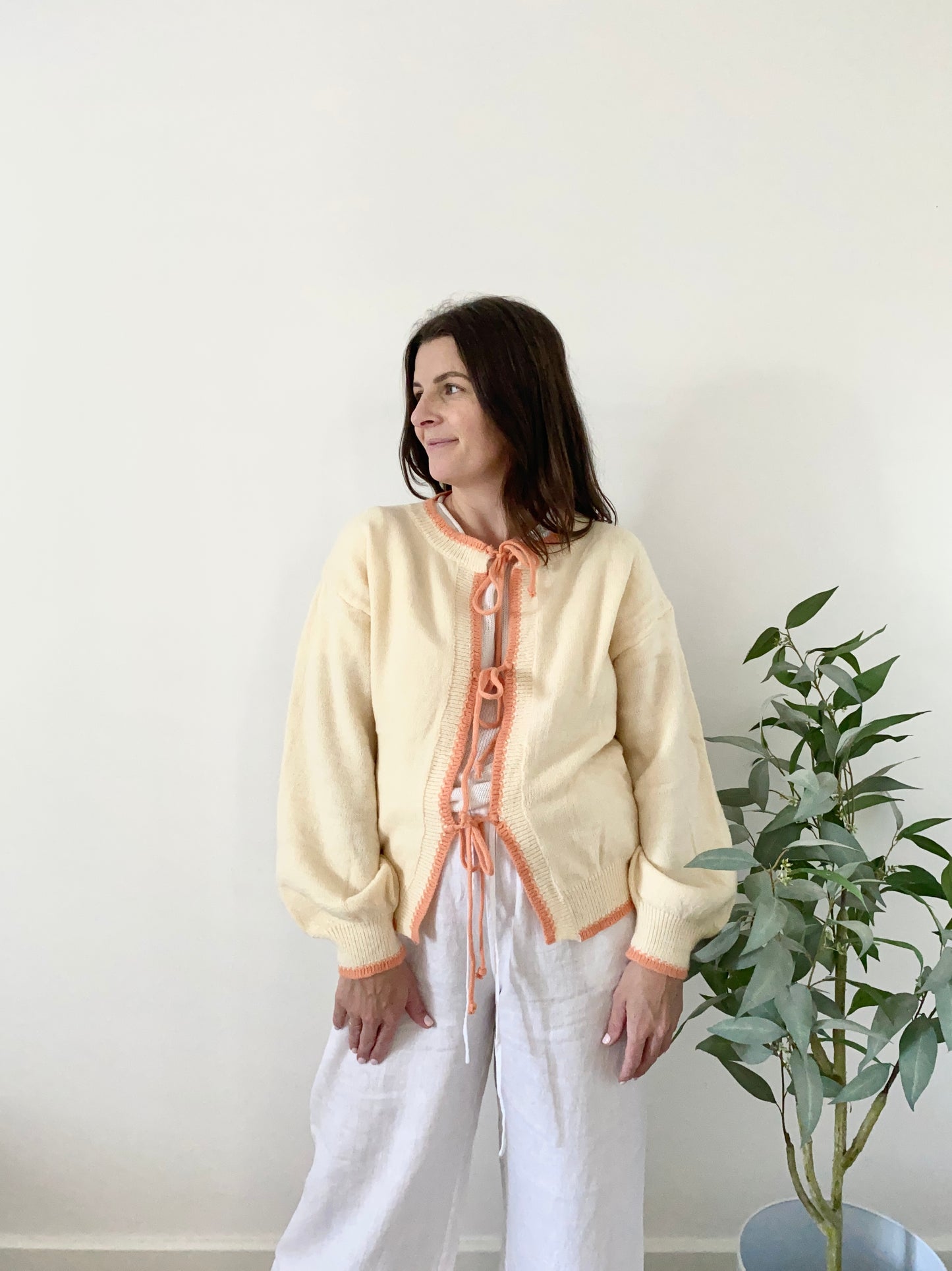Georgie Tie Knit - Cream/Peach