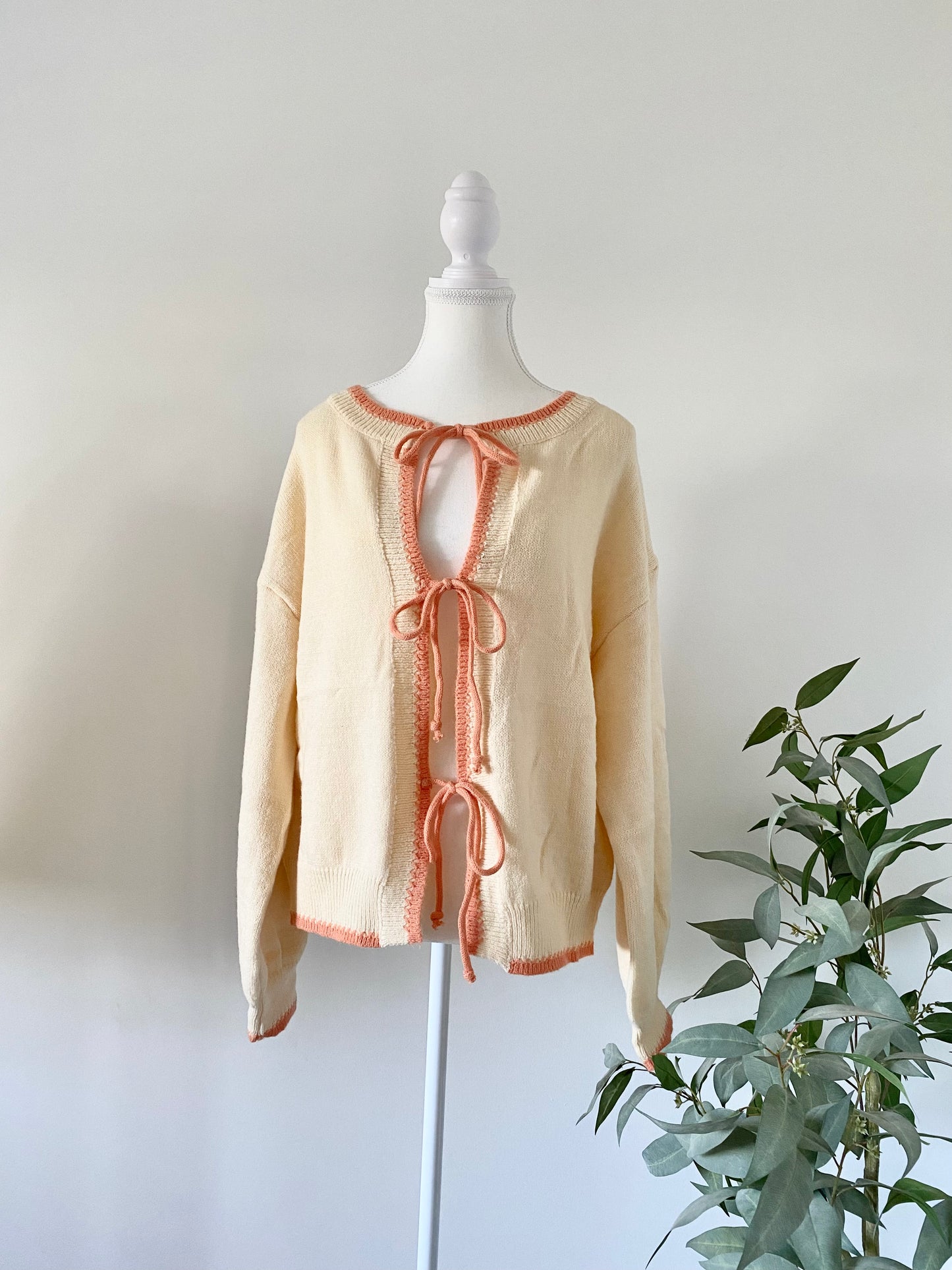 Georgie Tie Knit - Cream/Peach
