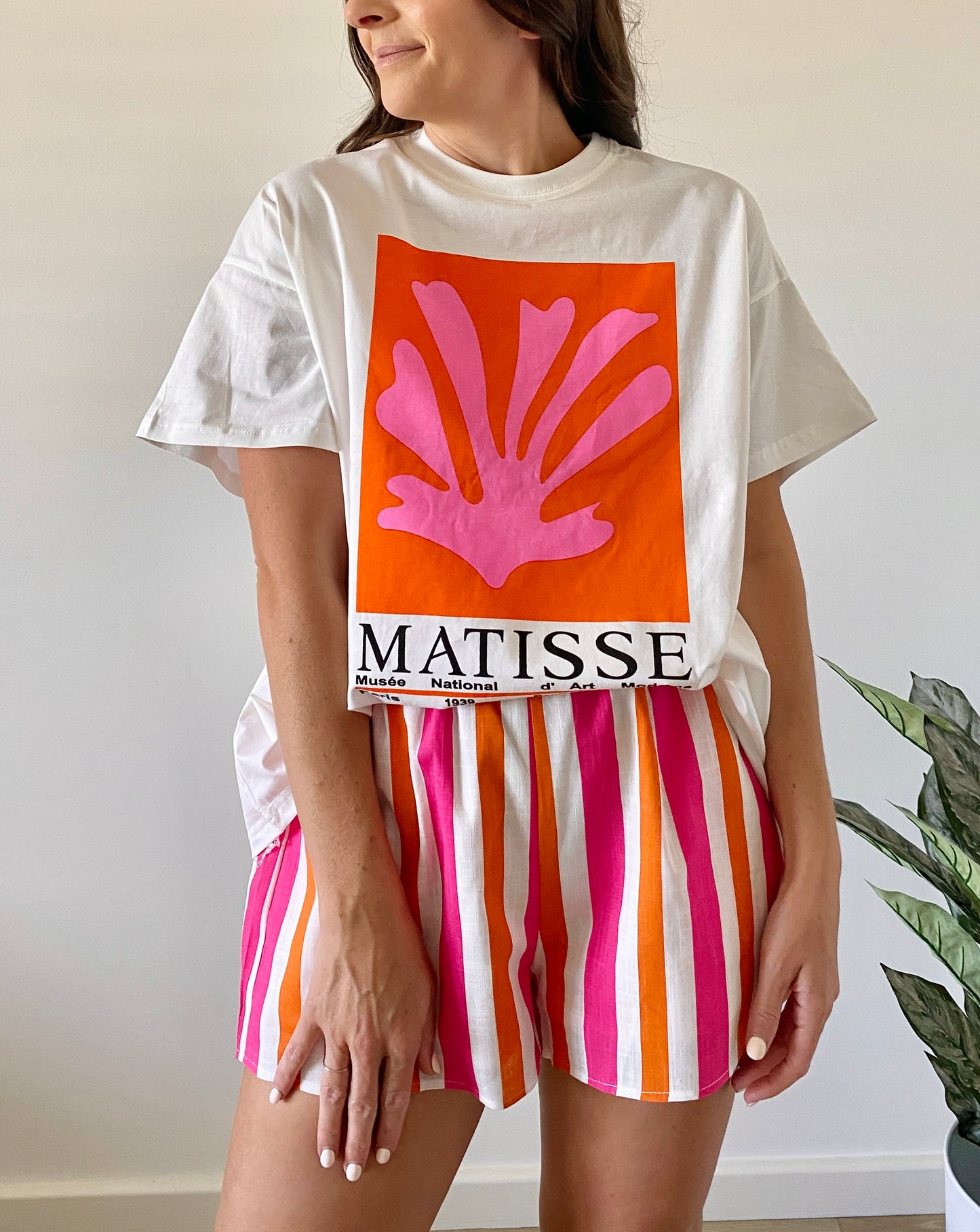 Pink + Orange Stripe Shorts