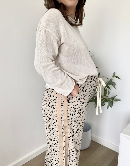 By Frankie - Beige Leopard Racer Pants