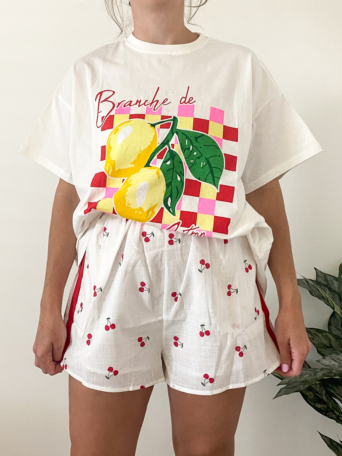 White Cherry Racer Shorts