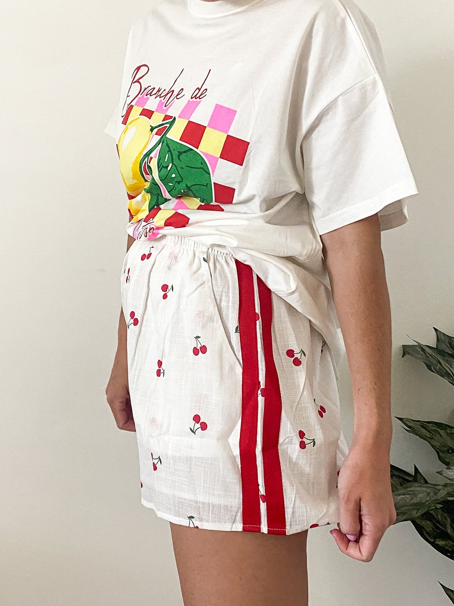 White Cherry Racer Shorts