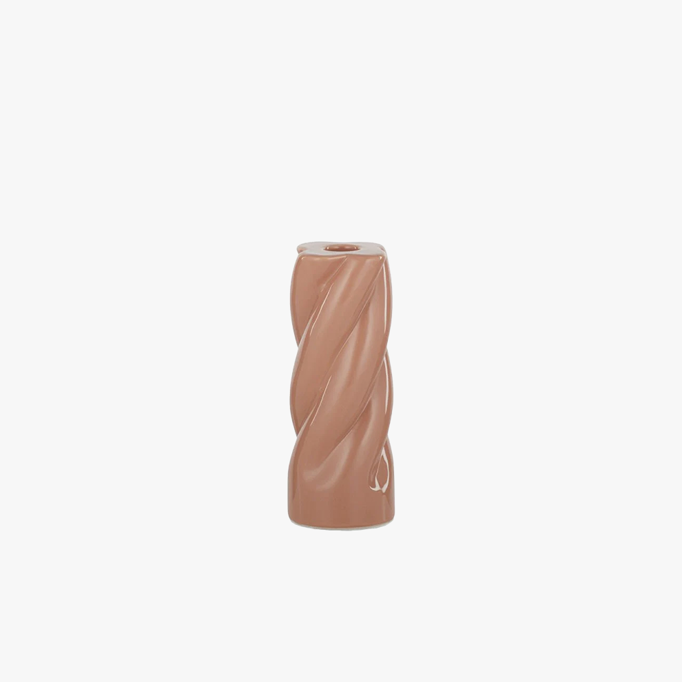 Twister Ceramic Candle Holder - Biscuit