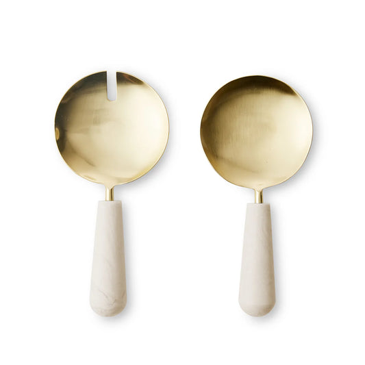 Aries Cream + Brass Salad Servers