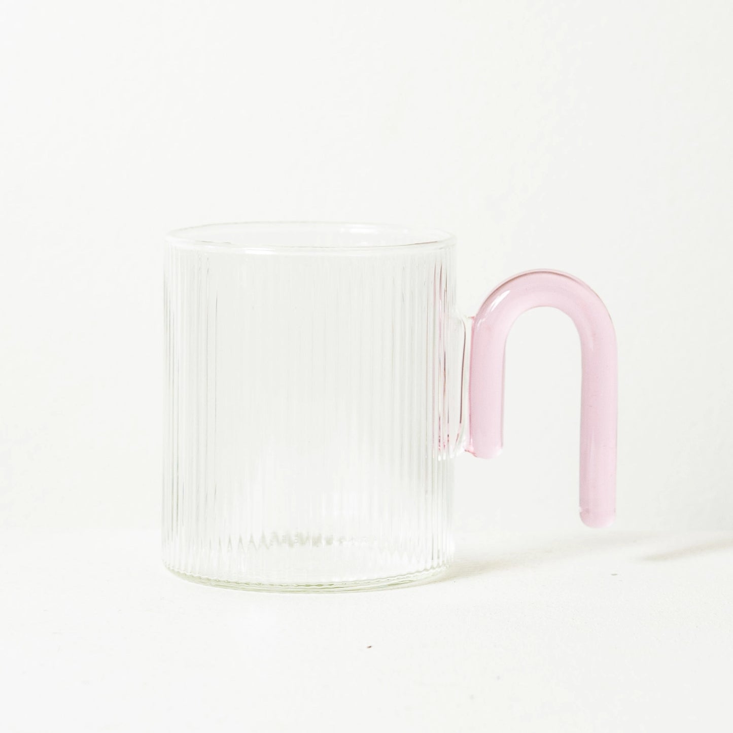 Archer Ribbed Glass Cup - Clear/Pink