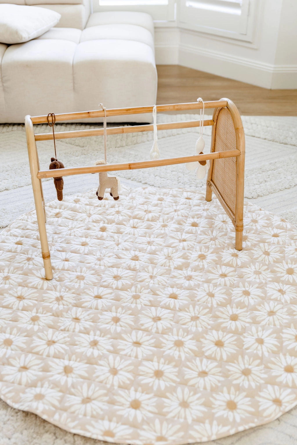 Quilted Linen Playmat - Daisy