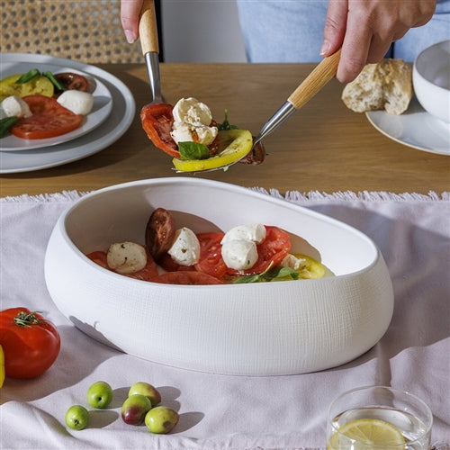 Bisque Oval Bowl - White