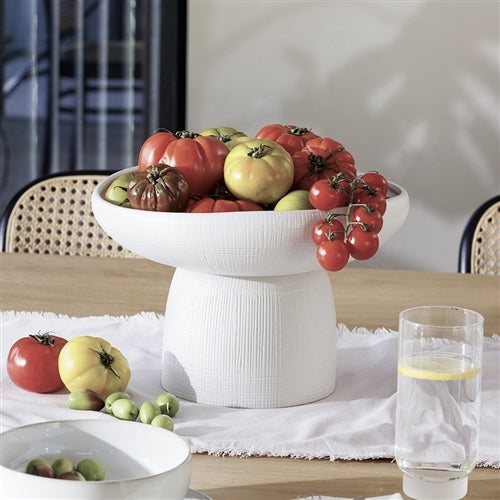 Bisque Large Footed Bowl - White