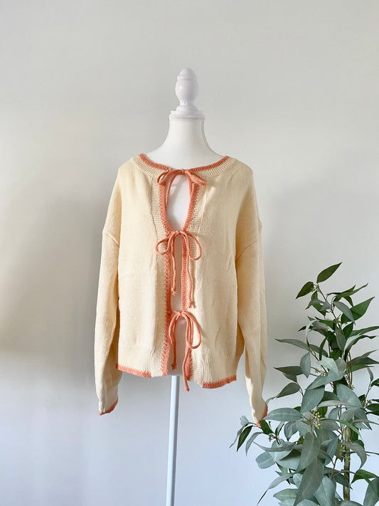 Georgie Tie Knit - Cream/Peach