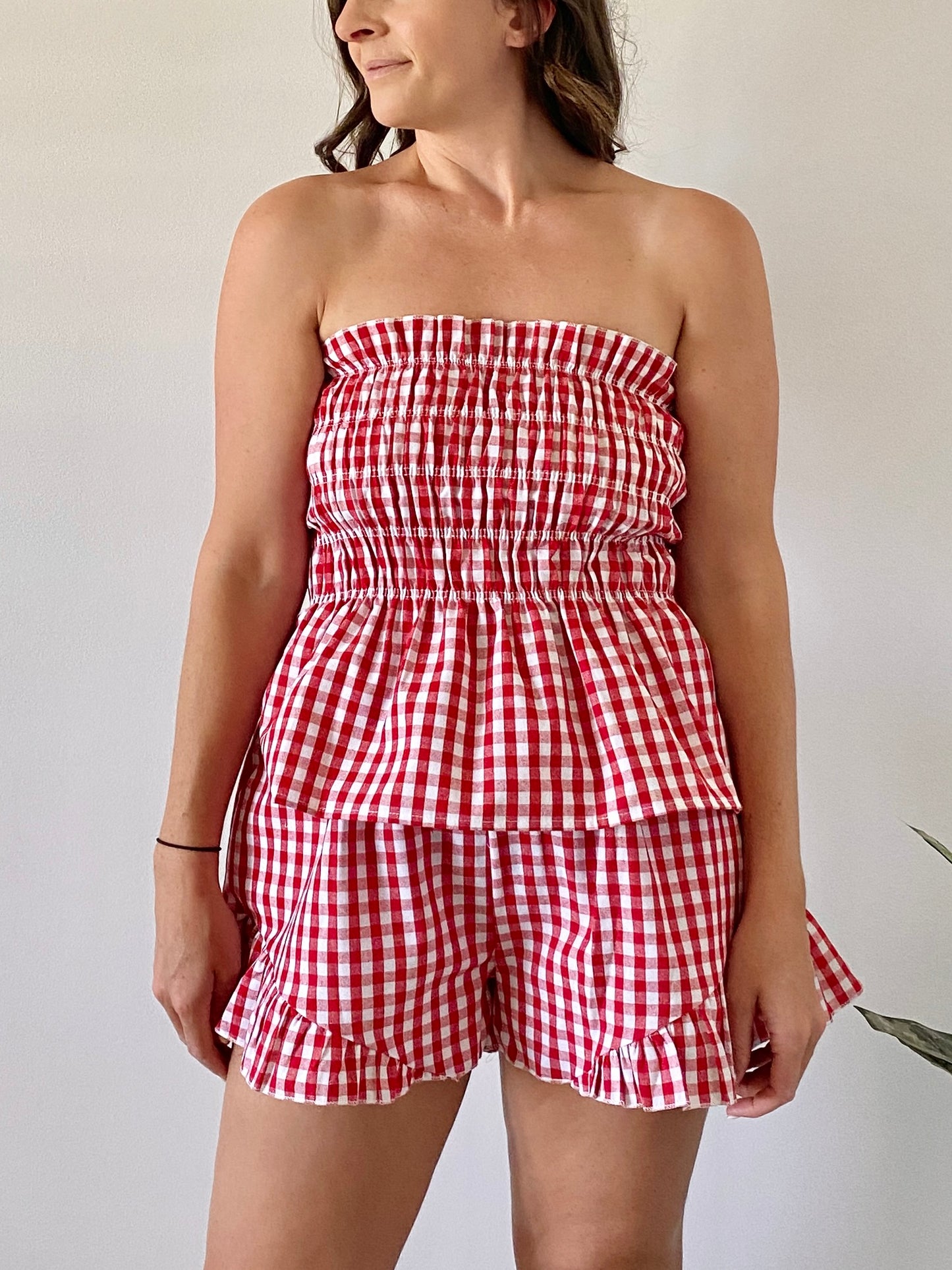 Hazel Ruffle Top - Red Gingham