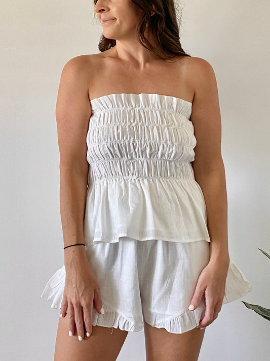 Hazel Ruffle Top - White