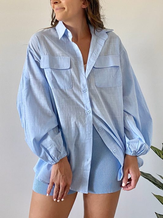 Linen Shirt - Baby Blue