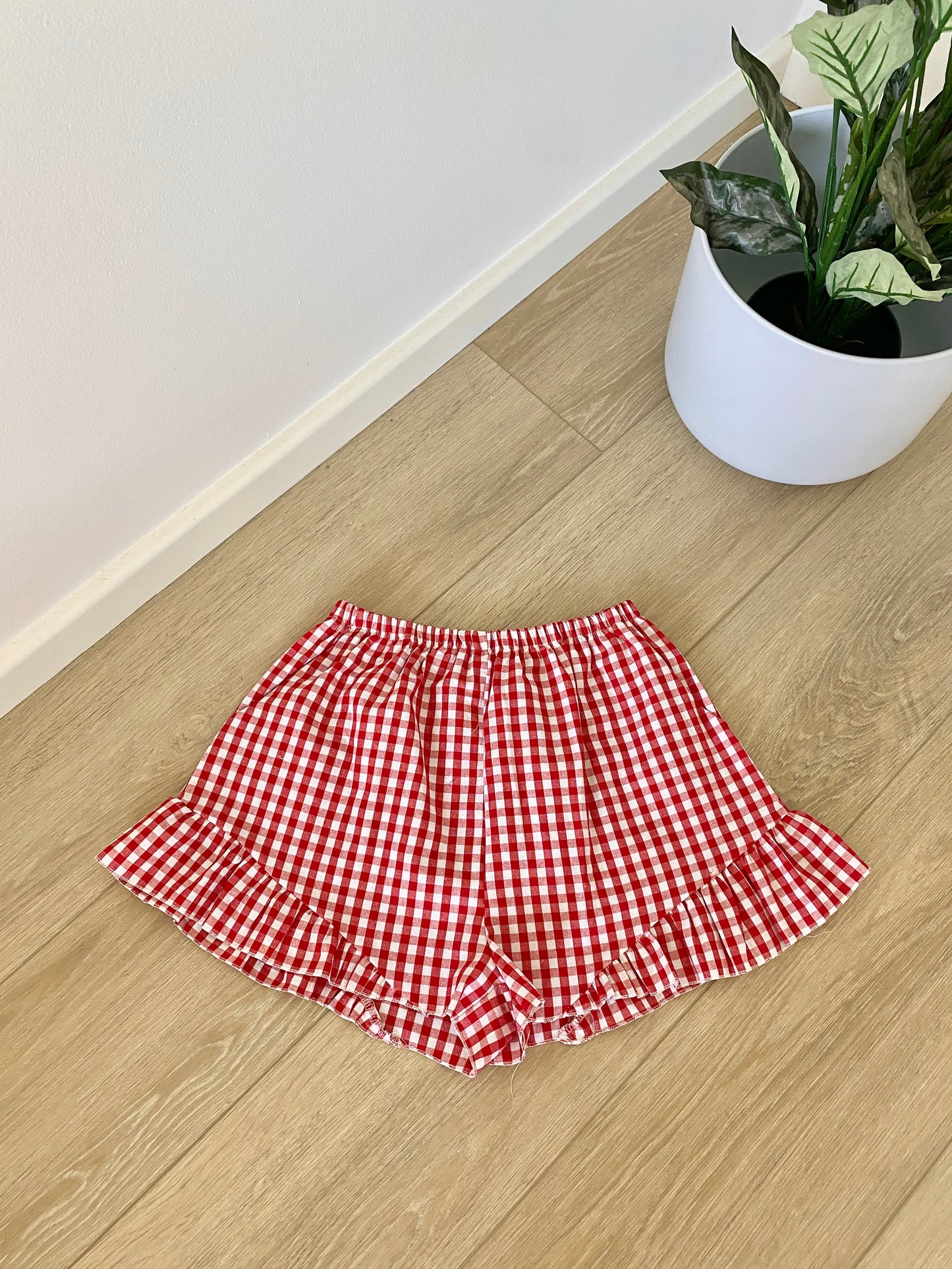 Hazel Ruffle Shorts - Red Gingham