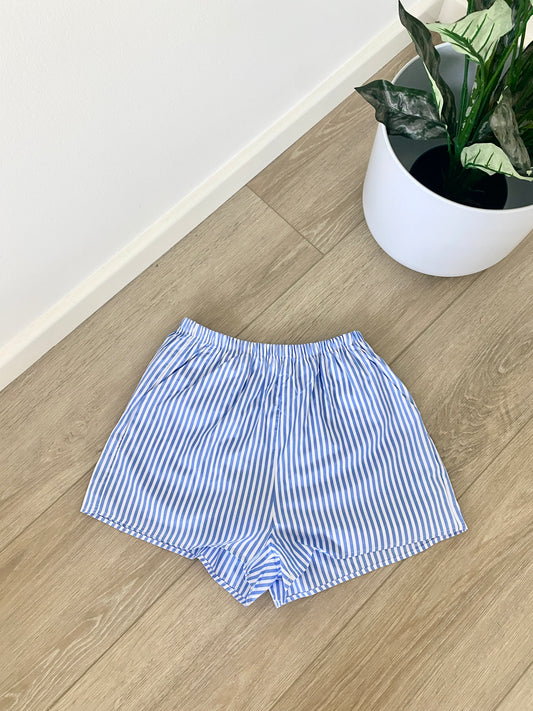 Blue + White Striped Shorts