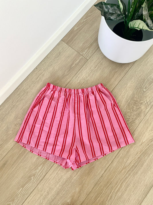 Pink + Red Striped Shorts