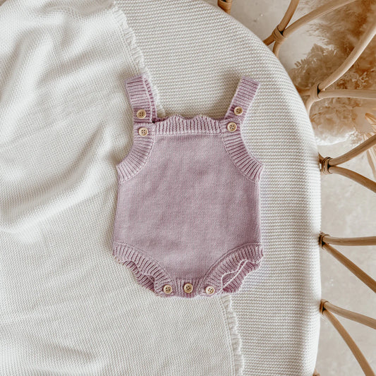 Scallop Singlet Knit Romper - Lavender