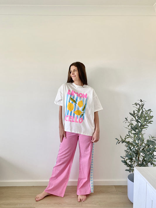 Pink + Blue Heart Racer Pants - By Frankie