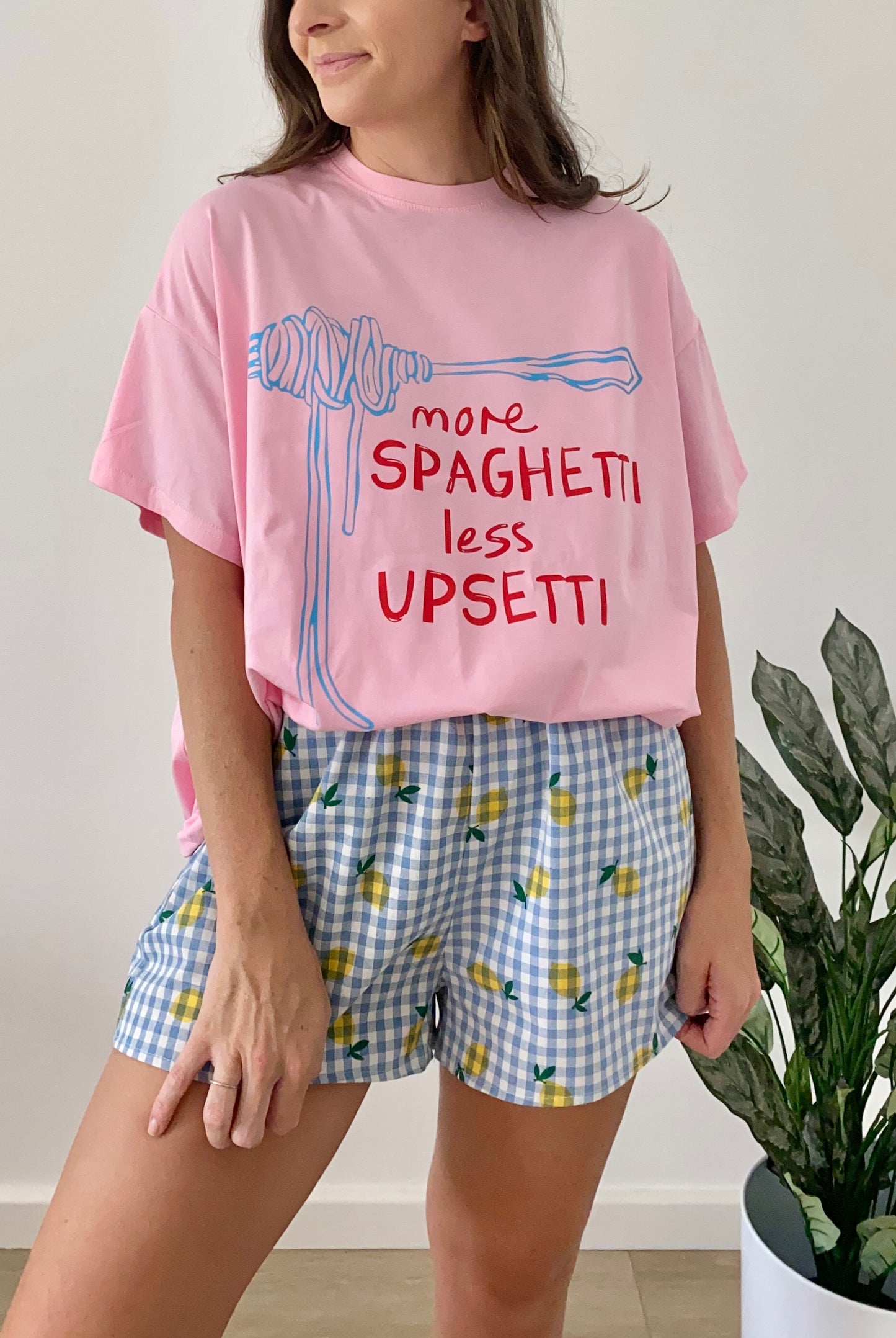 Lemon Blue Gingham Shorts