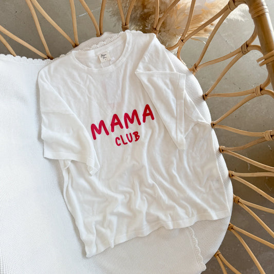 Mama Club Tee - White & Red