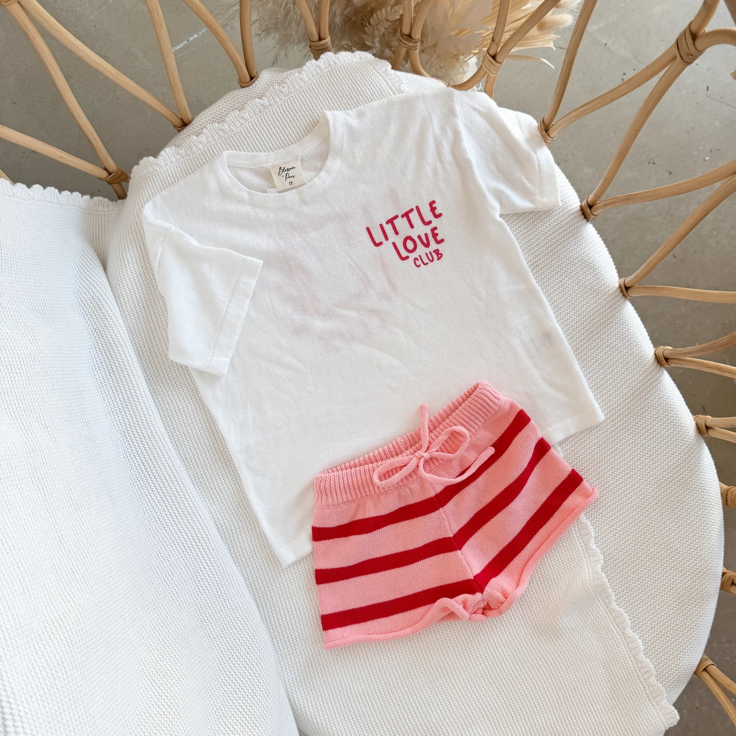 'Little Love Club' Tee - White & Red