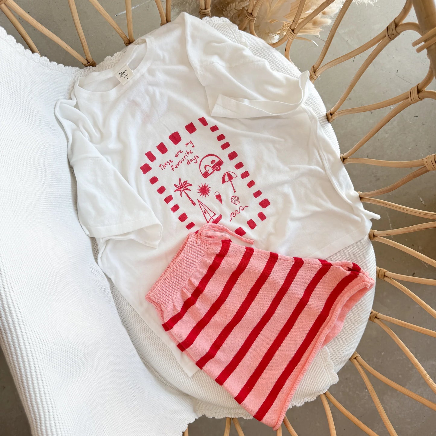 Ladies 'Favourite Days' Tee - White & Red