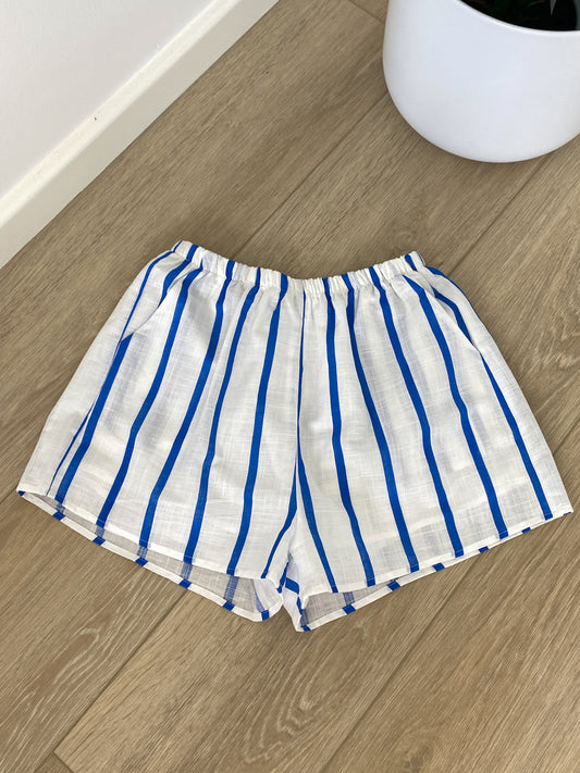 Blue + White Stripe Shorts