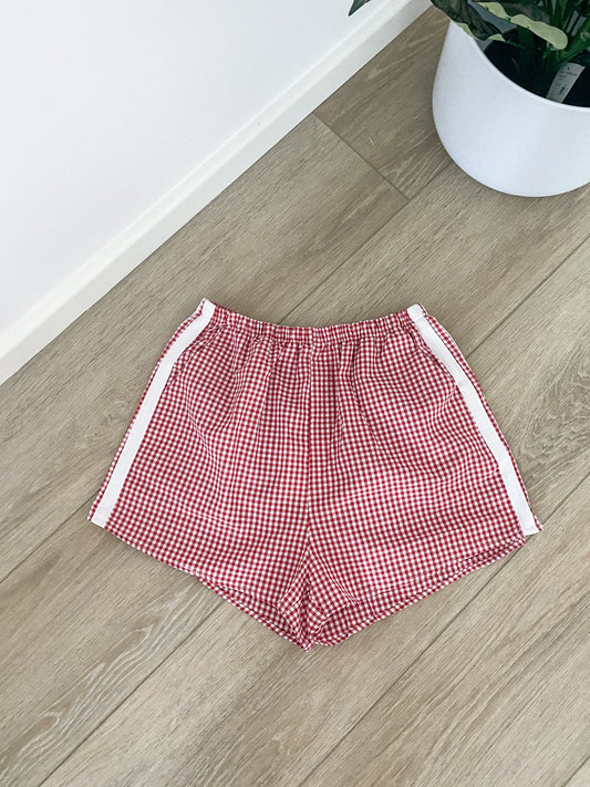 Red Gingham Racer Shorts