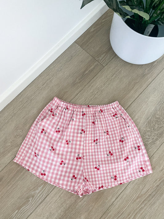 Pink Cherry Gingham Shorts