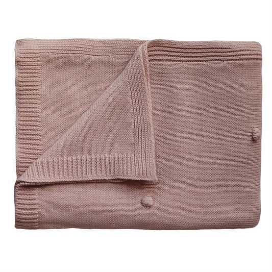 Knitted Baby Blanket Textured Dots - Blush