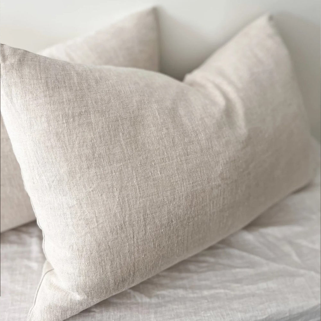 Linen Lumbar Cushion Cover Non-Fringed - Flax