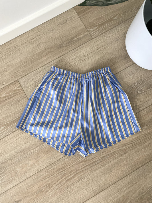 Blue + Yellow Striped Shorts