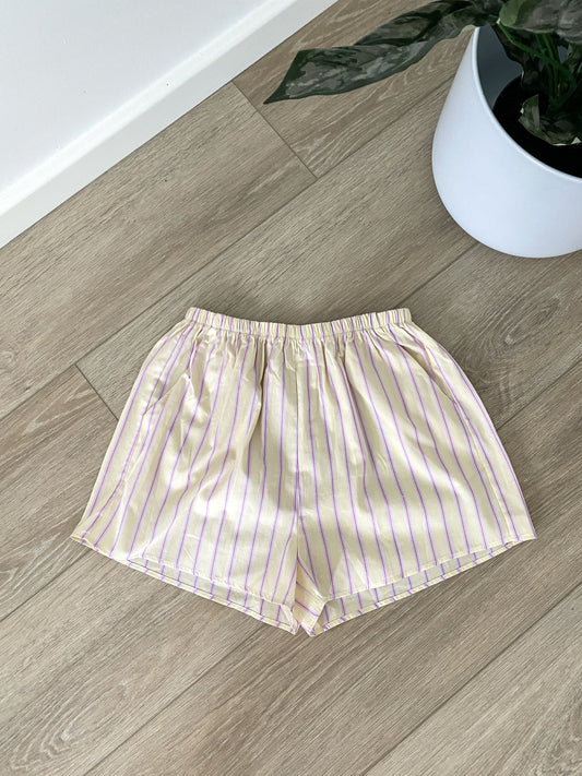 Pink + Yellow Striped Shorts