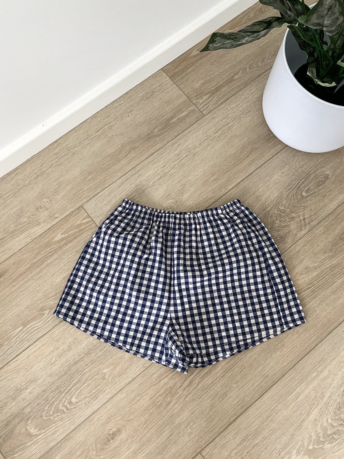 Navy Gingham Shorts