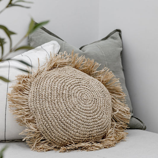 Lana Raffia Cushion - Round