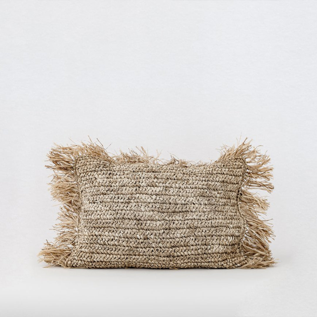 Lana Raffia Cushion - Rectangle All Fringed