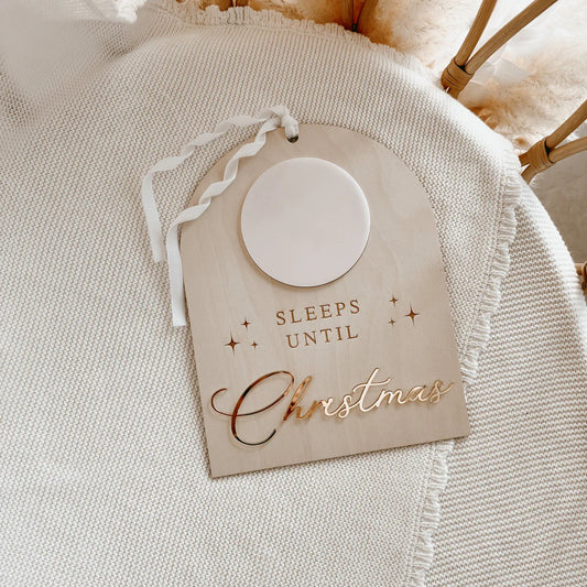 Wooden 'Sleeps Until Christmas' Plaque