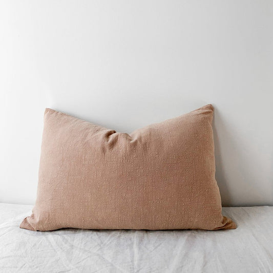 Ramie Lumbar Cushion Cover Non-Fringed - Blush