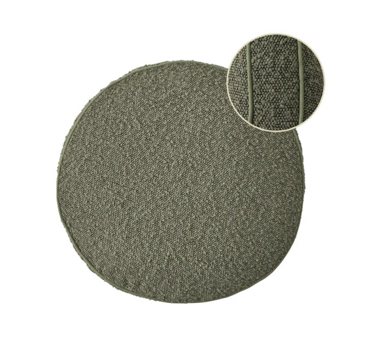 Cate Round Boucle Cushion - Olive