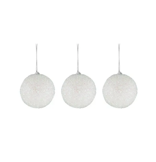 White Glitter Bauble - 3pck