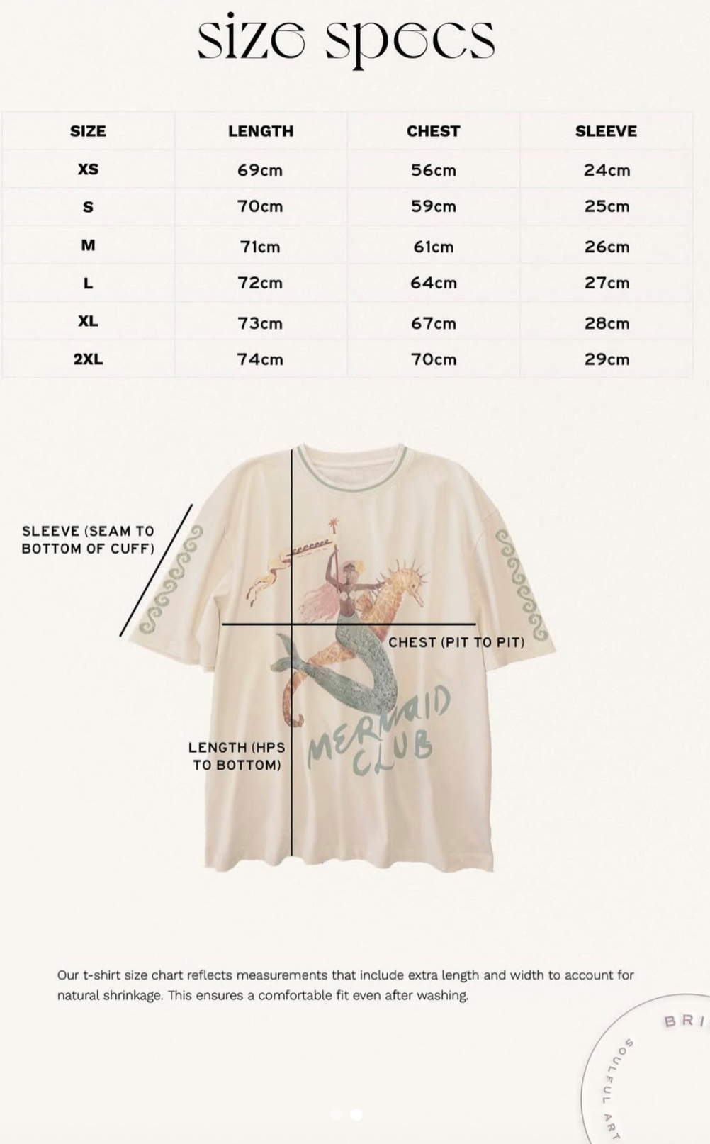 Mermaid Club Slouchy Tee / Cream & Sage - Adults