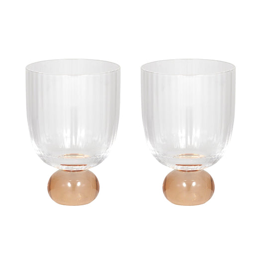 Giselle Ribbed Goblet Peach - Set of 2