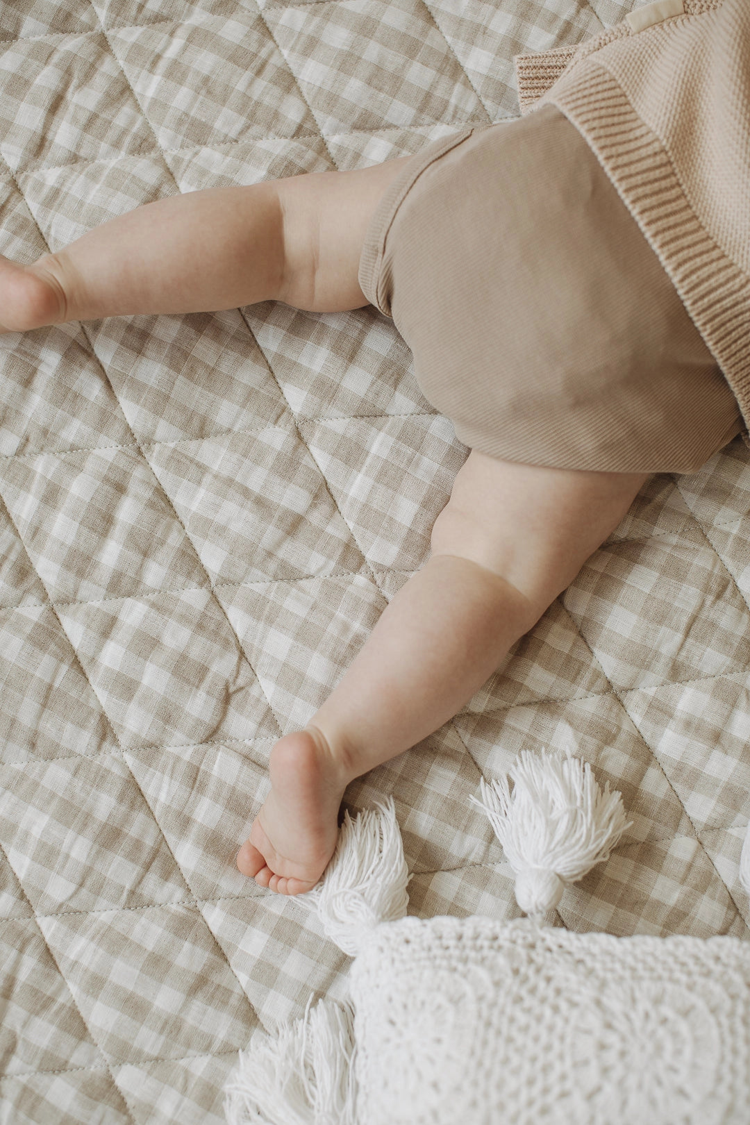 Oatmeal & Gingham - French Linen Baby Play Mat