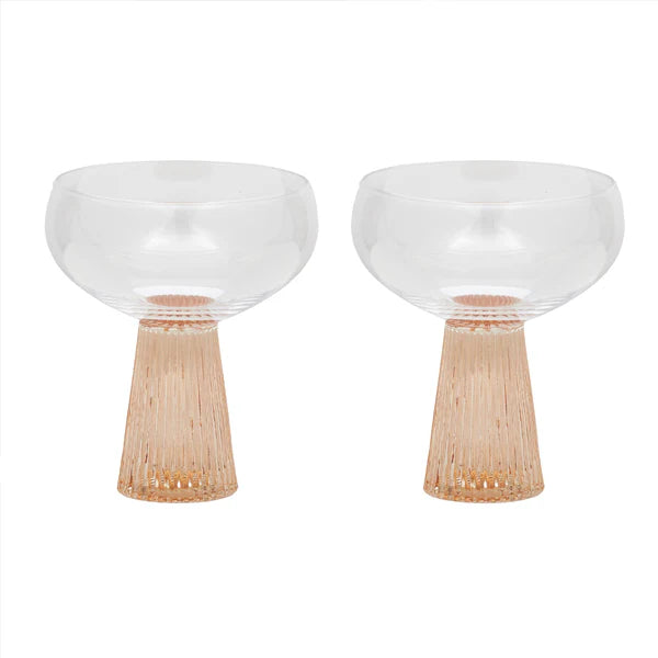 Giselle Ribbed Coupe - Peach Set Of 2