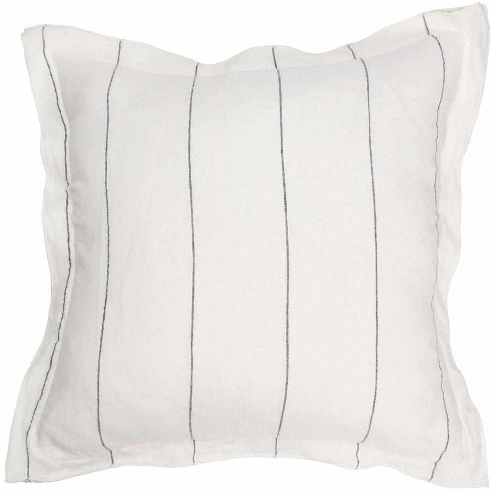 Carter Cushion White & Charcoal Stripe - Large Square