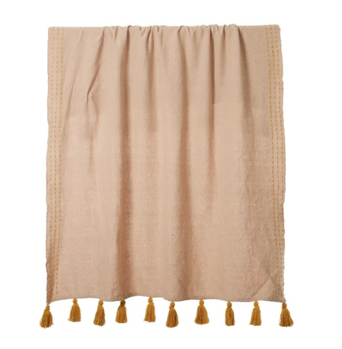 Fisher Cotton Throw - Pink & Mustard