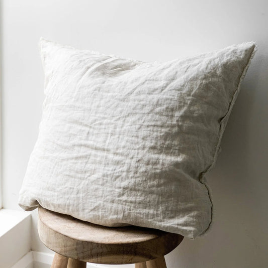 Linen Euro Cushion Fringed - Flax