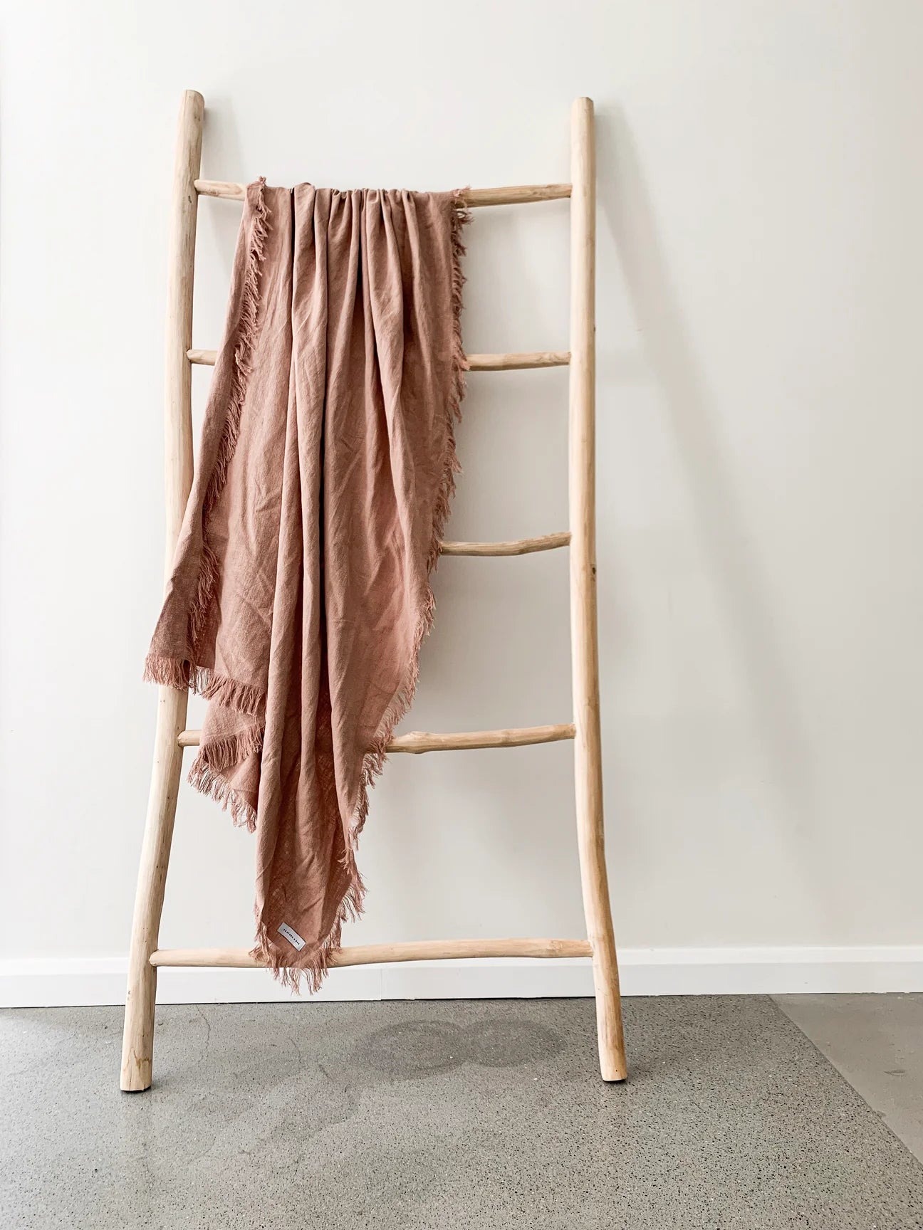 Ramie Fringed Throw (King) - Blush