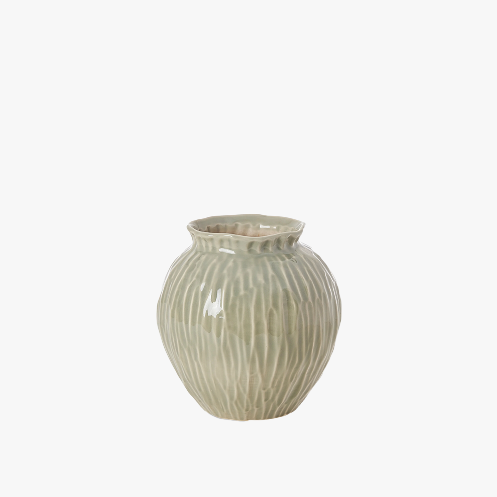 Jarah Textured Vase - Sage Green