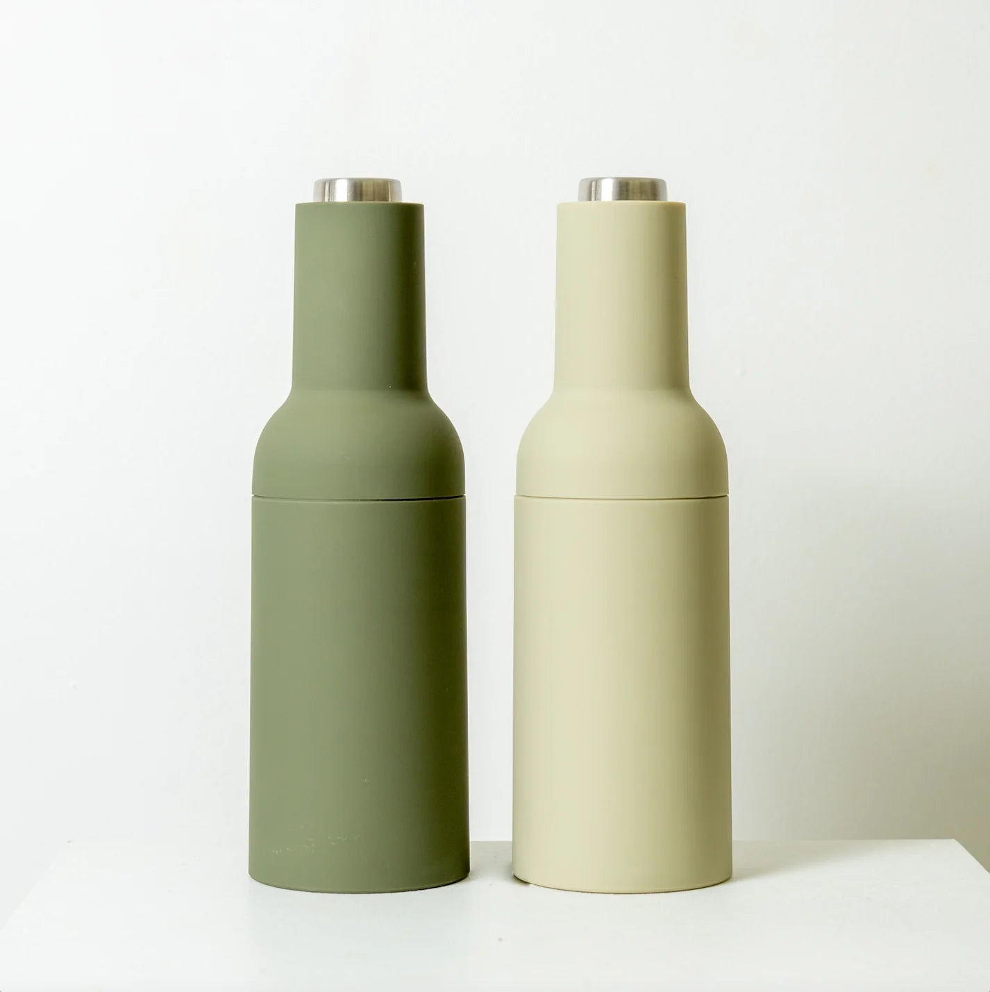Thea Automatic Salt + Pepper Grinders - Sage Green + Olive