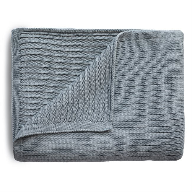 Knitted Baby Blanket Ribbed - Smoke